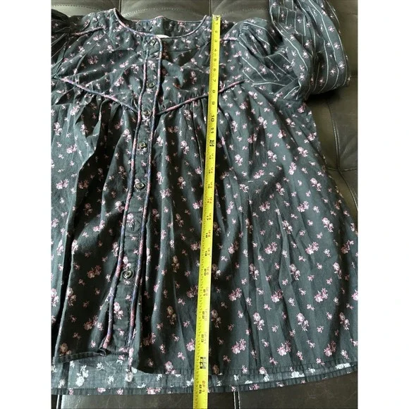 Sezane Women Size 42/US 10 Milou Shirt Maxi Floral Patchwork Black Blouse - Picture 8 of 12